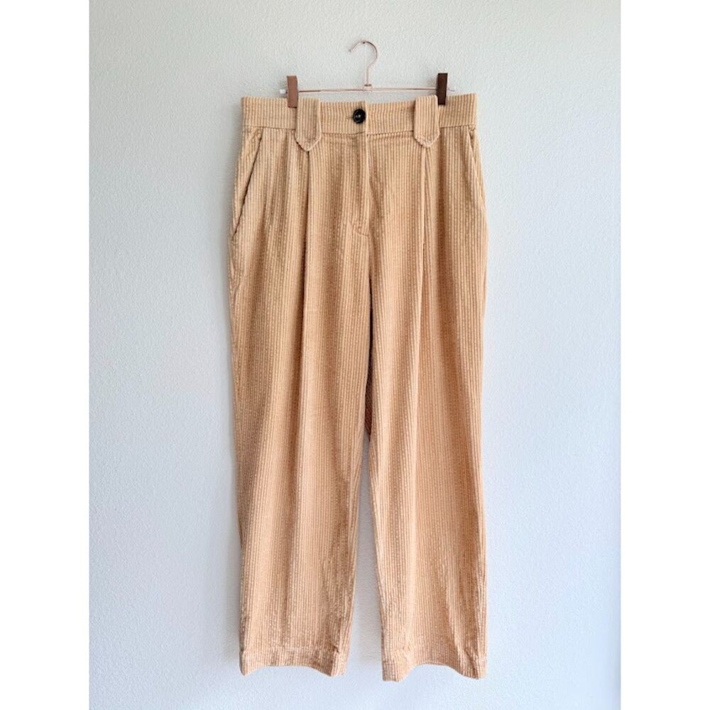 & Other Stories Corduroy High Rise Wide Leg Pleated Pants in Camel Tan size 10